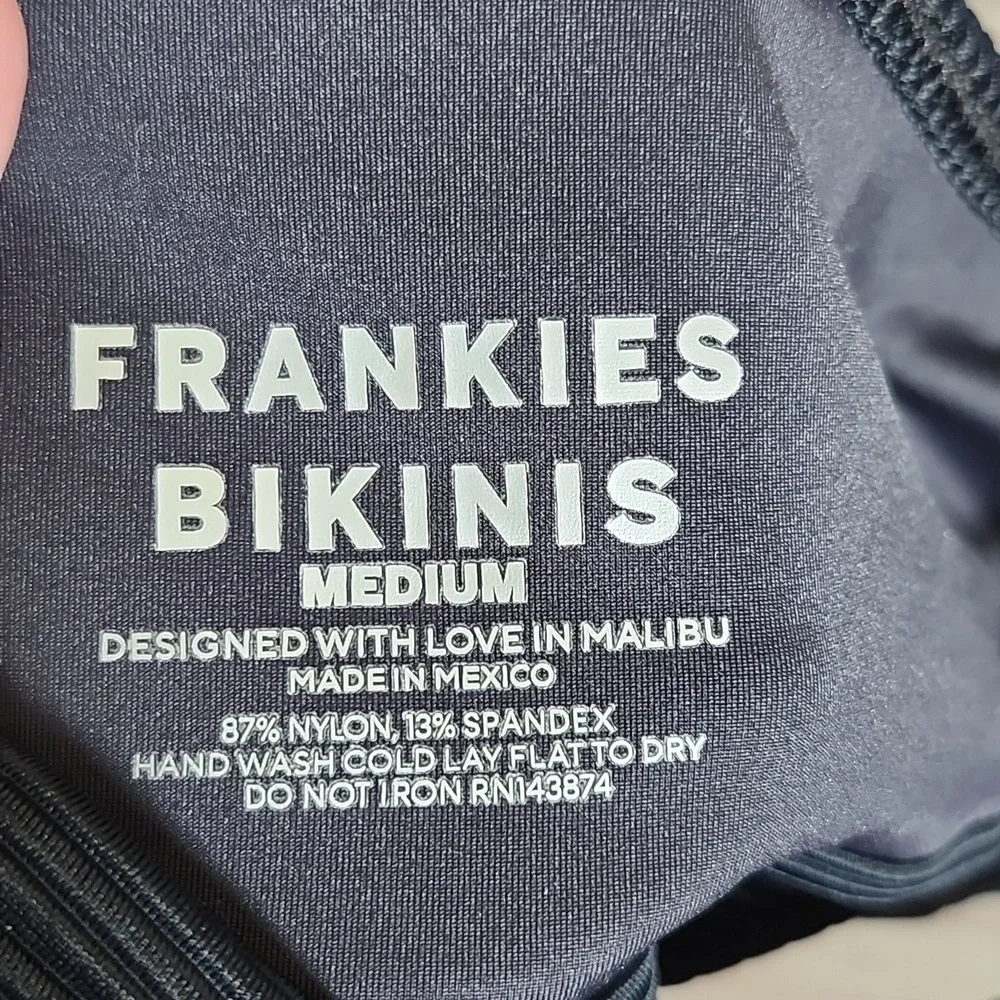 Frankie's Bikinis Black Ribbed Scoop Bikini Top